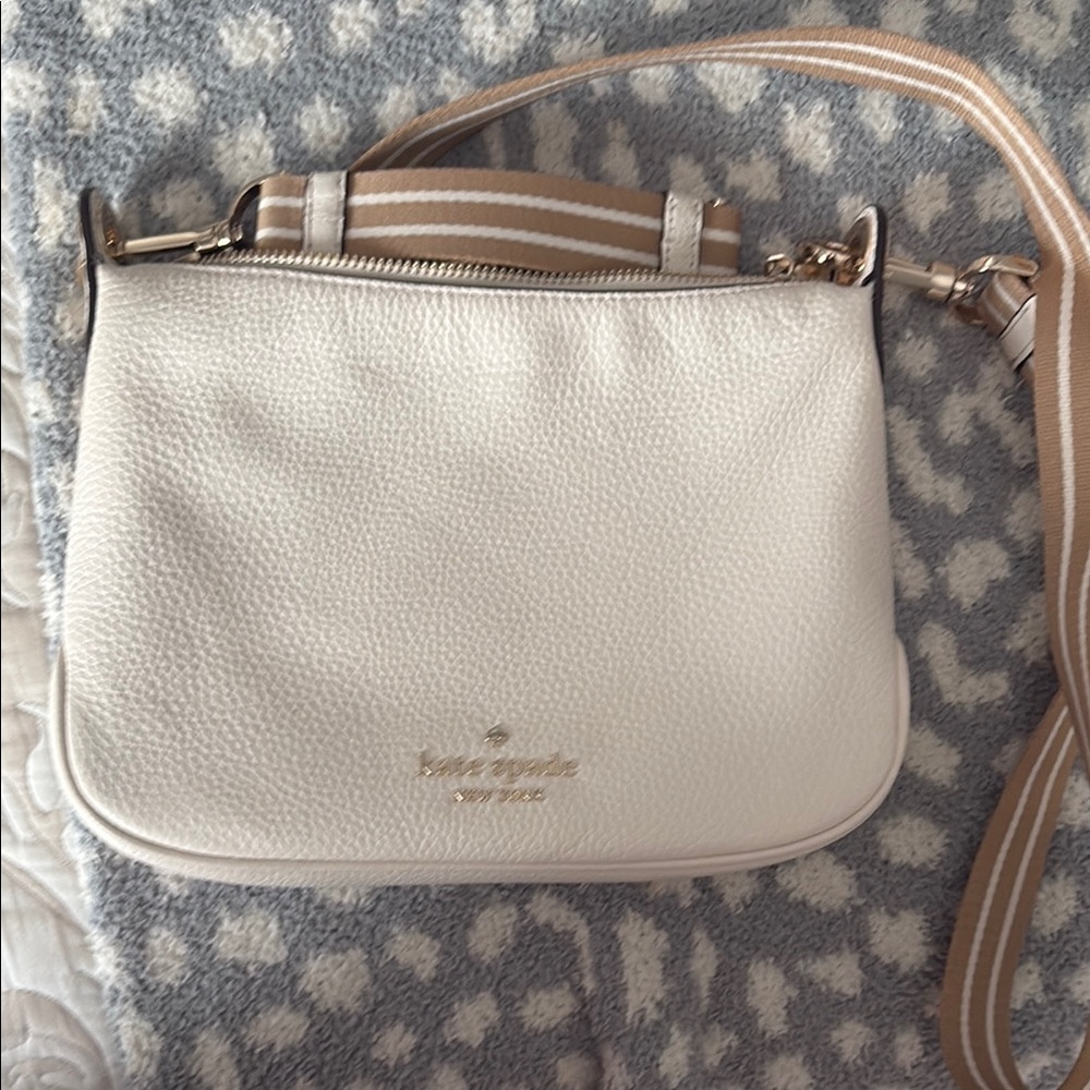 Kate Spade White Crossbody Bag with Gold Accents